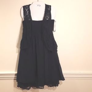 NEW TEMPO PARIS blue cotton lace 2 piece dress XL